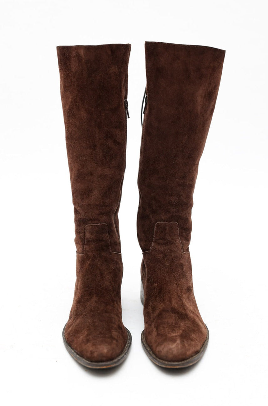 Chocolate Suede Italian Long Boots
