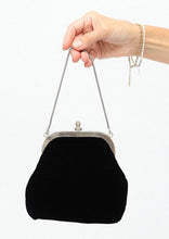 Load image into Gallery viewer, Vintage Black Velvet Beaded Flower Detail Bag
