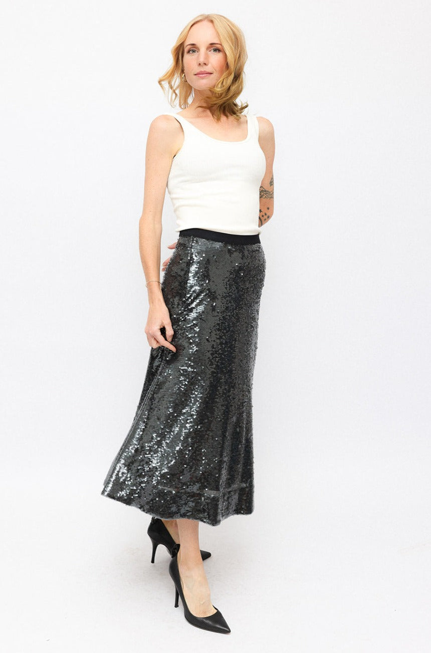 Witchery Charcoal Sequin Skirt