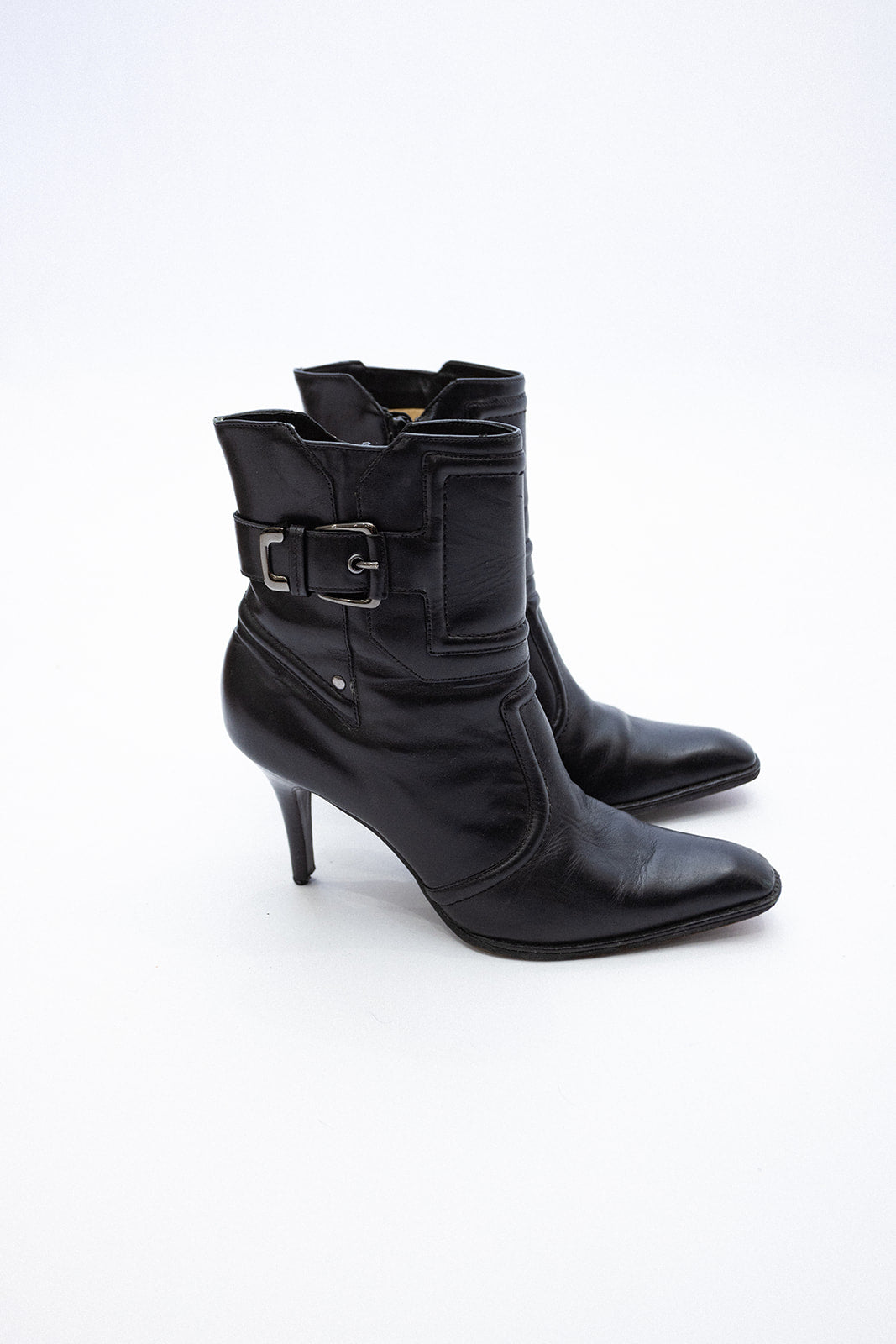 Cole Haan Black Leather Boot With Buckle Detail