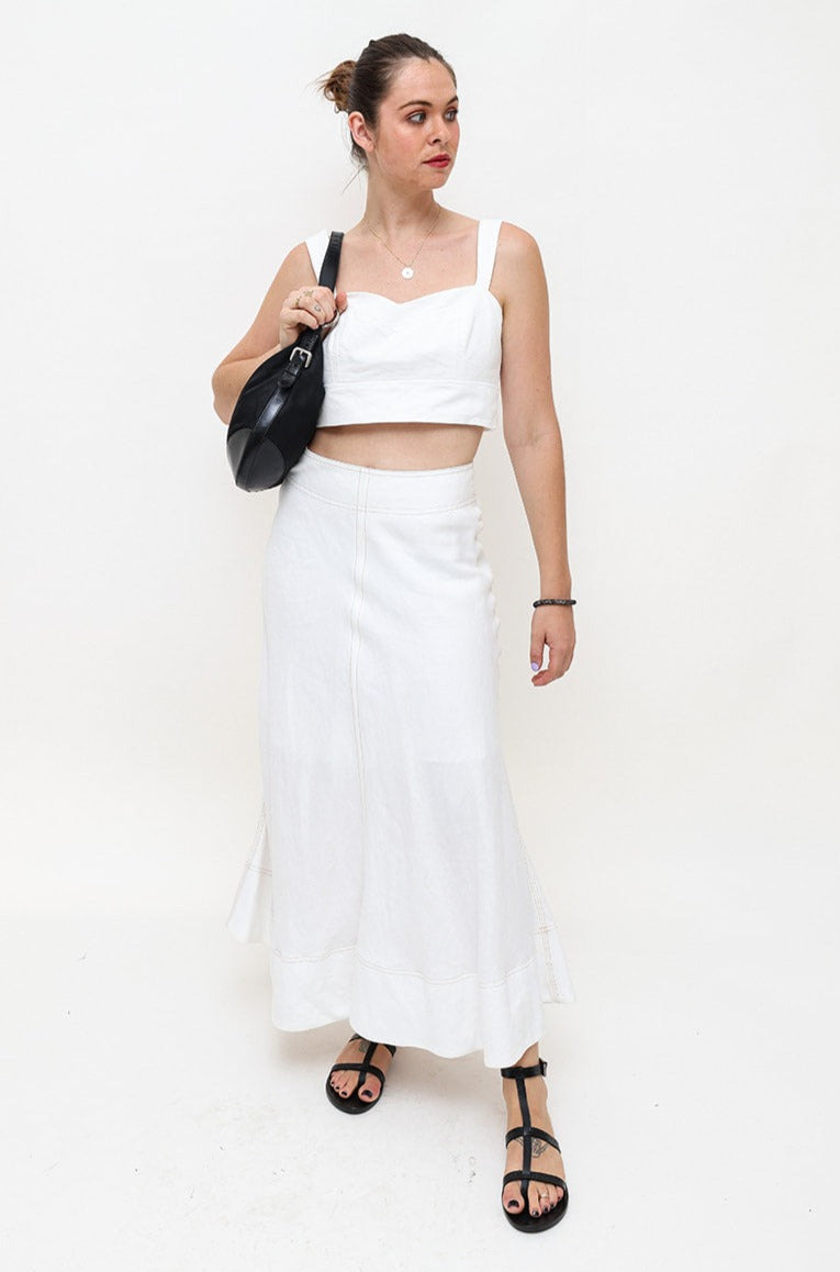 Lee Mathews White Linen Skirt
