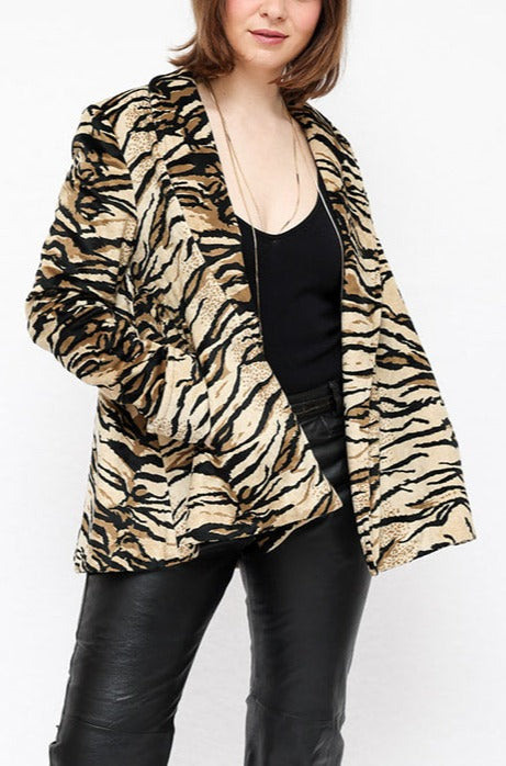 Vintage Animal Print Swing Jacket