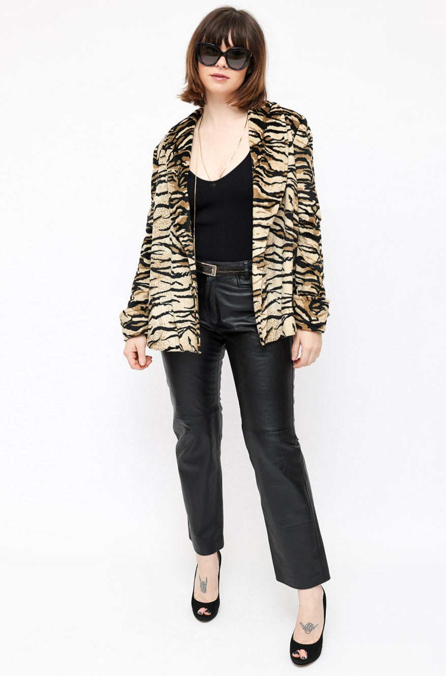 Vintage Animal Print Swing Jacket