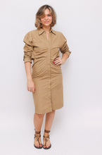 Load image into Gallery viewer, Bassike Tan Cotton Shirt Dress
