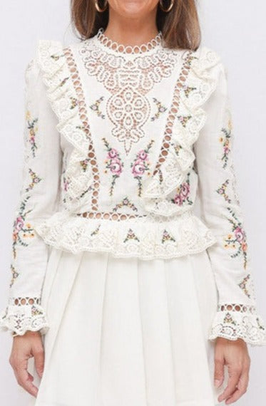 Zimmermann Lace Embroidered Detail Top