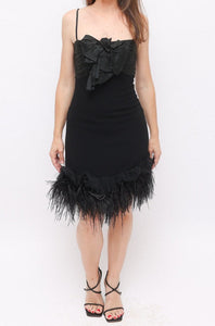 Vintage Alex Perry Feather Detail Mini Dress