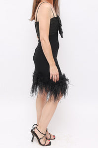 Vintage Alex Perry Feather Detail Mini Dress