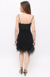 Vintage Alex Perry Feather Detail Mini Dress