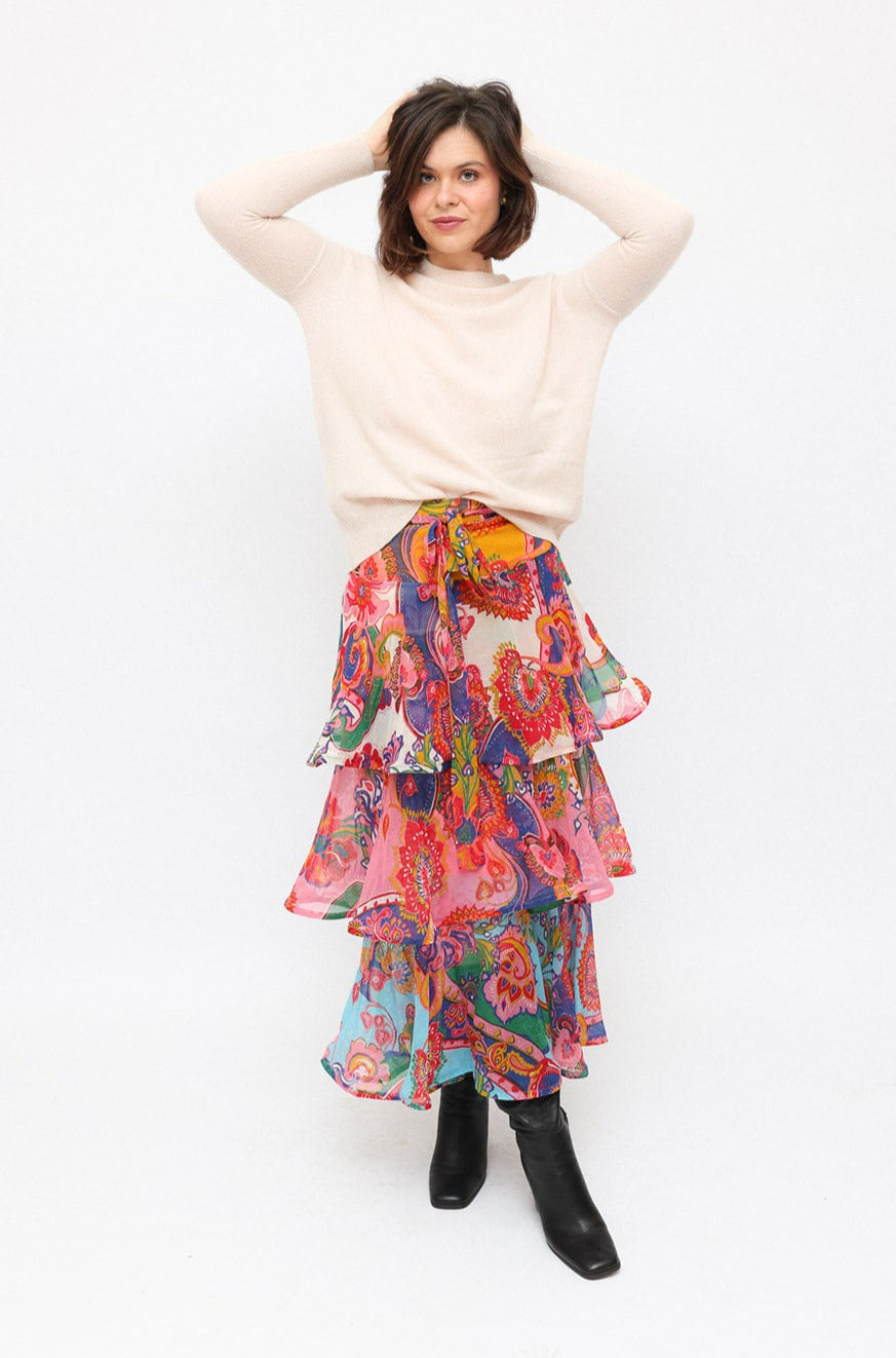 Zimmeramann Silk Layered Floral Skirt
