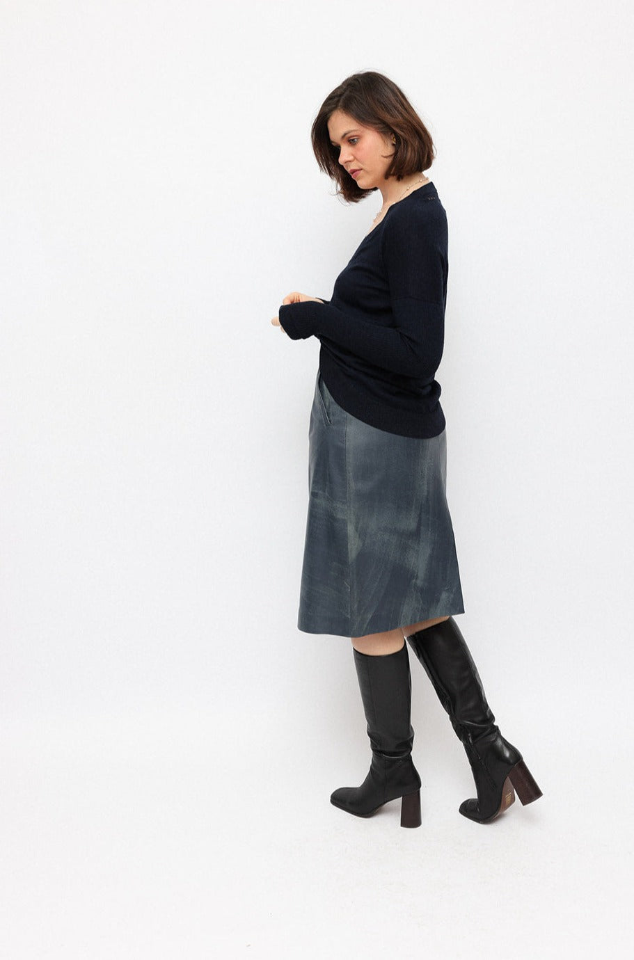 Allume skirt Blue Leather Skirt