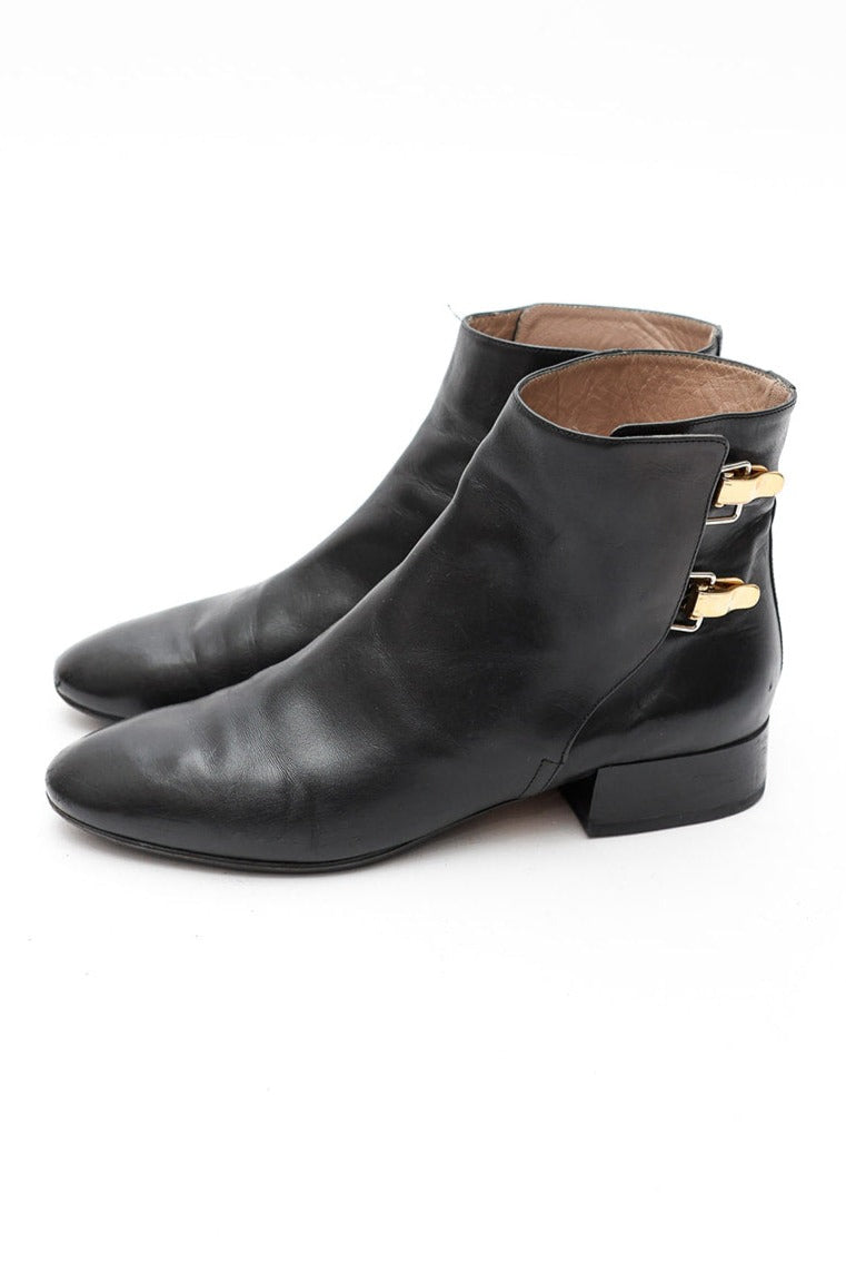 Chloe Black Flat Boot Gold Hardware