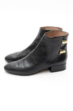 Load image into Gallery viewer, Chloe Black Flat Boot Gold Hardware
