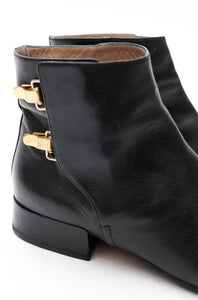 Chloe Black Flat Boot Gold Hardware