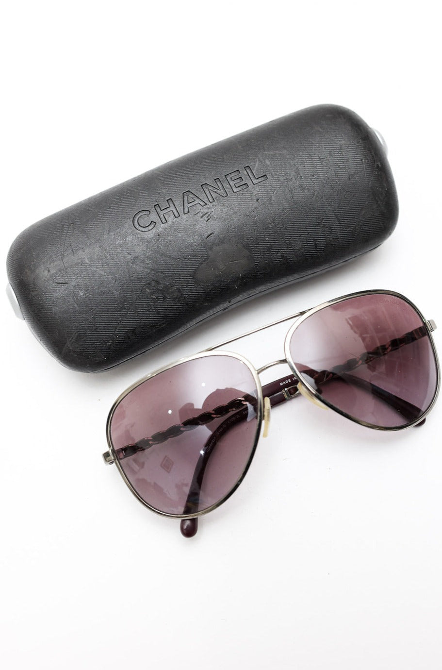 Chanel best sale leather sunglasses