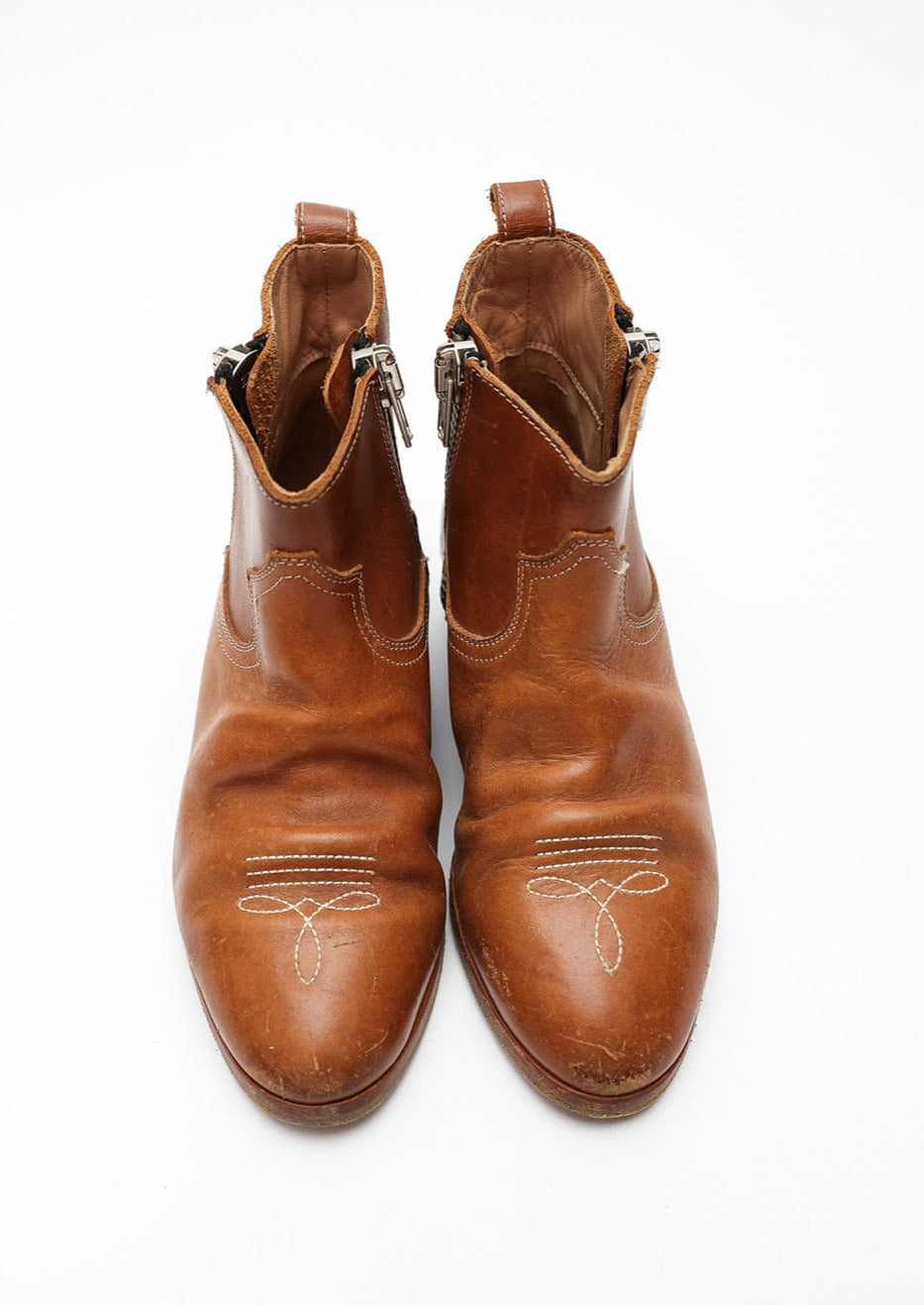 Golden Goose Tan Distressed Ankle Boots