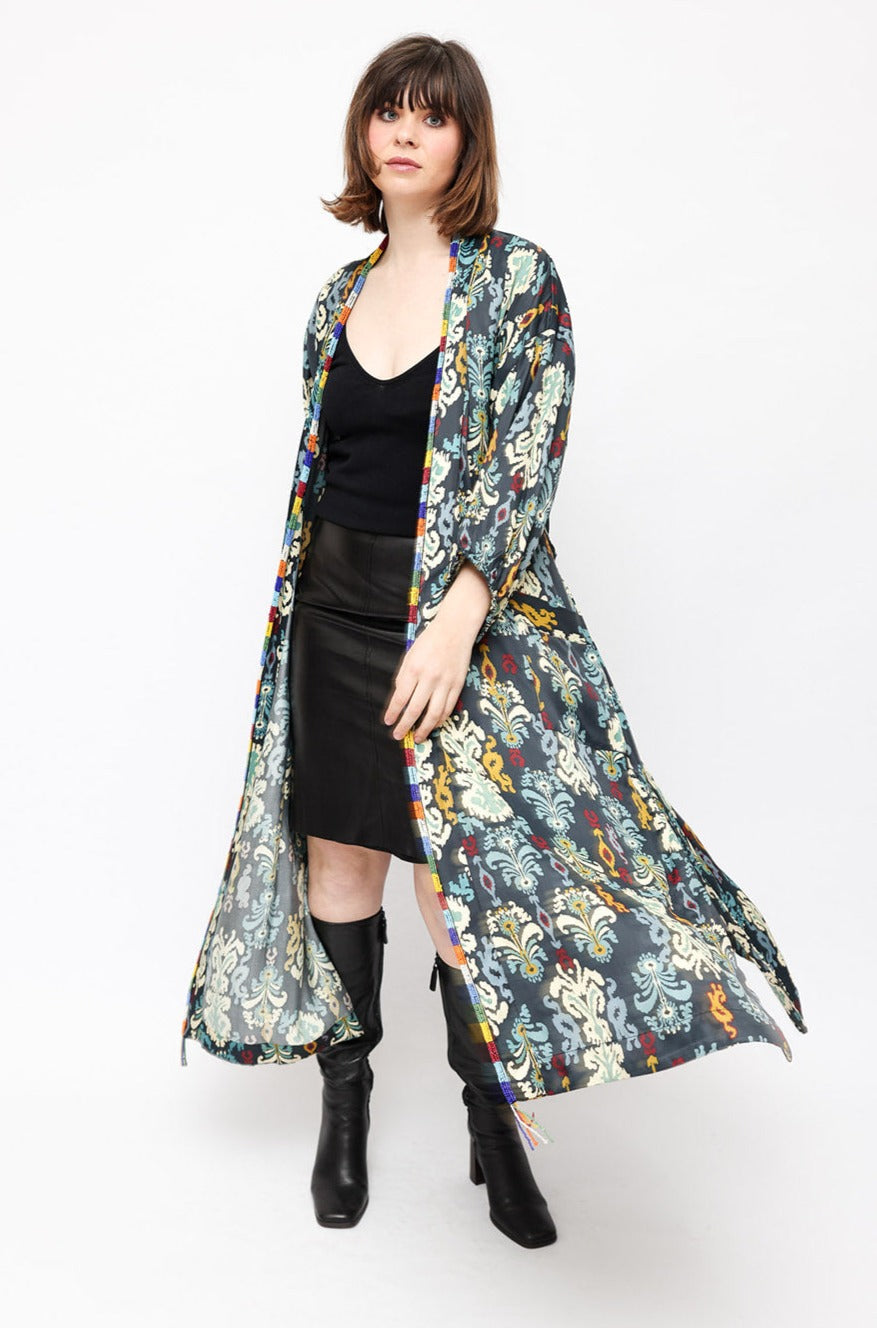 Zara Kimono/Duster Beaded Detailed Coat