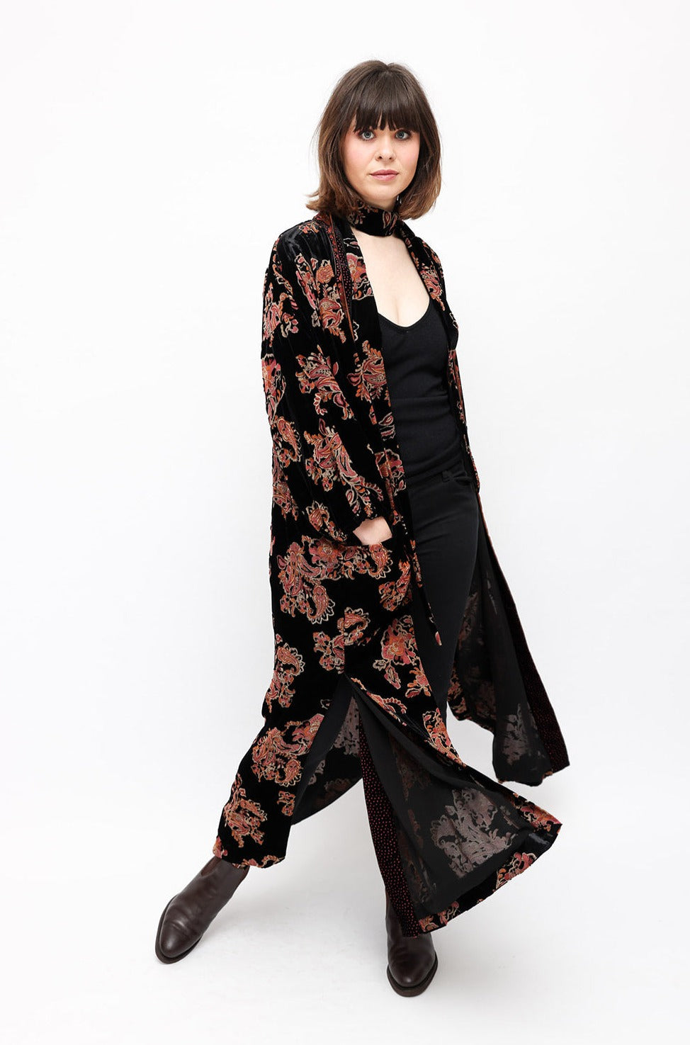 Zara Kimono/Duster Velvet Coat