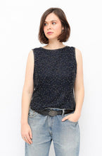 Load image into Gallery viewer, Vintage Navy Silk Beaded Tank Top
