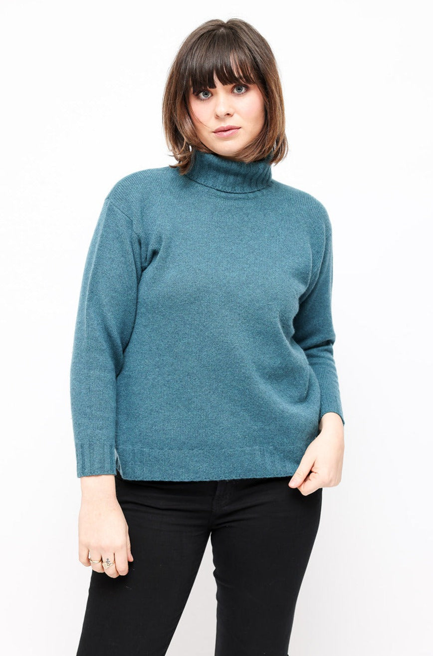 House of Cashmere Turquoise Polo neck Jumper
