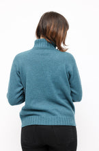 Load image into Gallery viewer, House of Cashmere Turquoise Polo neck Jumper
