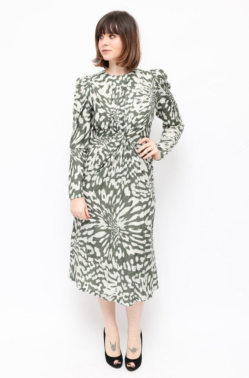 Rohe Sage & Khaki Printed Midi Dress