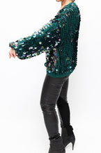 Load image into Gallery viewer, Vintage Green Sequin Cardi
