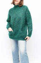 Load image into Gallery viewer, Vintage Green Mohair Blend Jumper With Pocket Details
