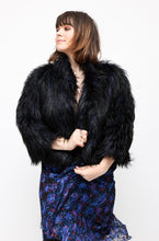 Load image into Gallery viewer, Bianca Spender Blue &amp; Black Faux Fur Jacket
