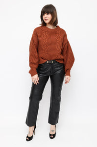 Shona Joy Terracotta Chunky Cable Knit