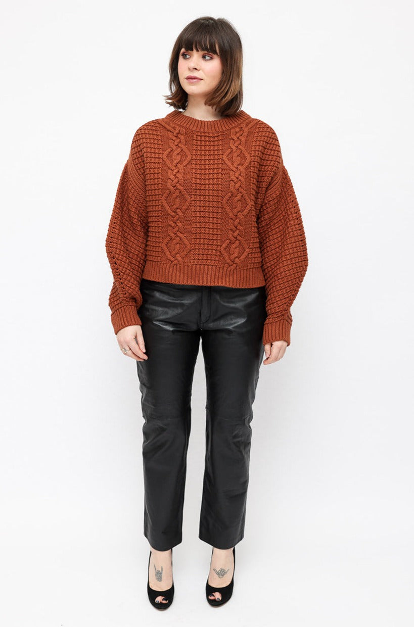 Shona Joy Terracotta Chunky Cable Knit