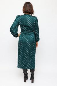 Shona Joy Emerald Polka Dot Wrap Dress