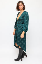 Load image into Gallery viewer, Shona Joy Emerald Polka Dot Wrap Dress
