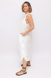 Lee Mathews Crisp White Cotton Dress