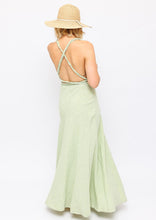 Load image into Gallery viewer, Cortana Linen Sage Wrap Maxi Dress
