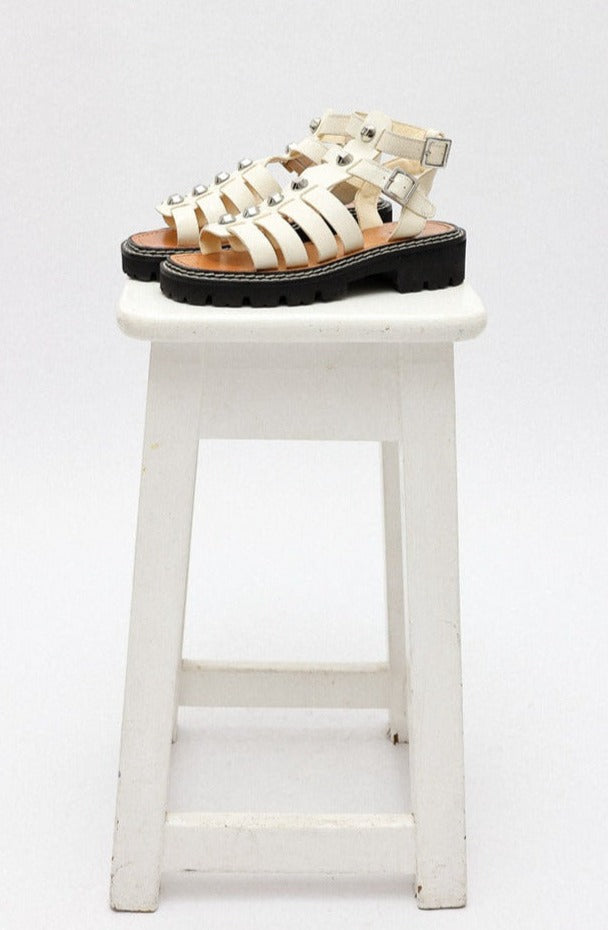 Sandro White Leather Sandals
