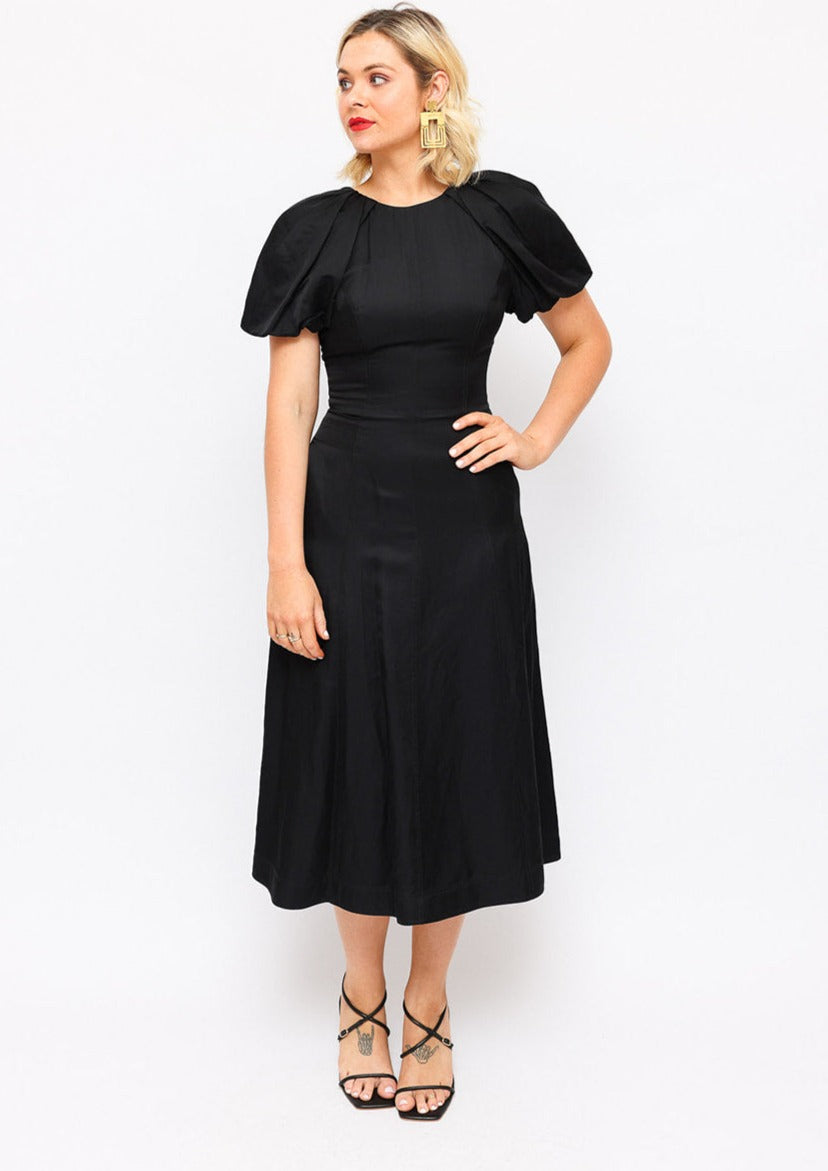 Rebecca Valance Black Cut Out Back Midi Dress