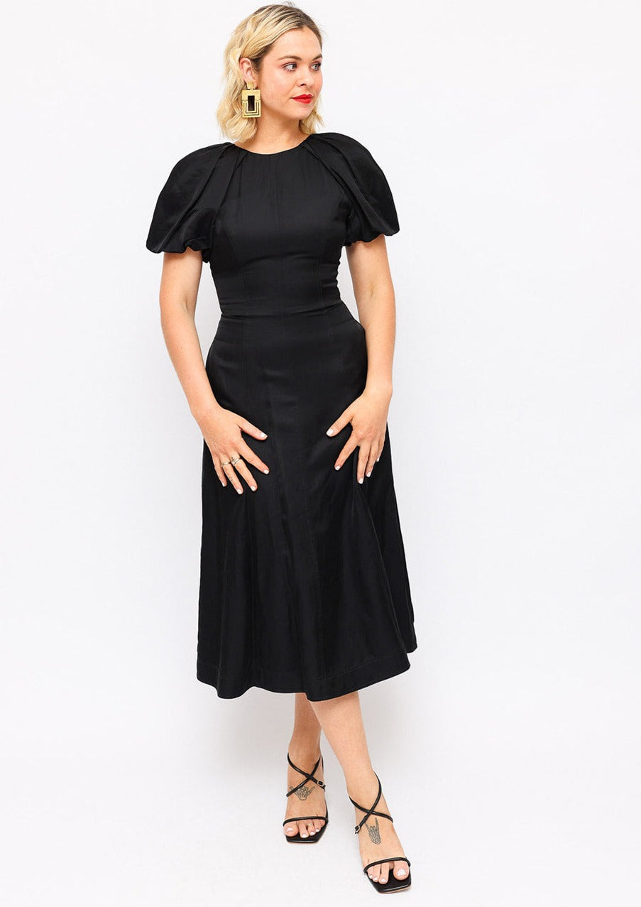 Rebecca Valance Black Cut Out Back Midi Dress