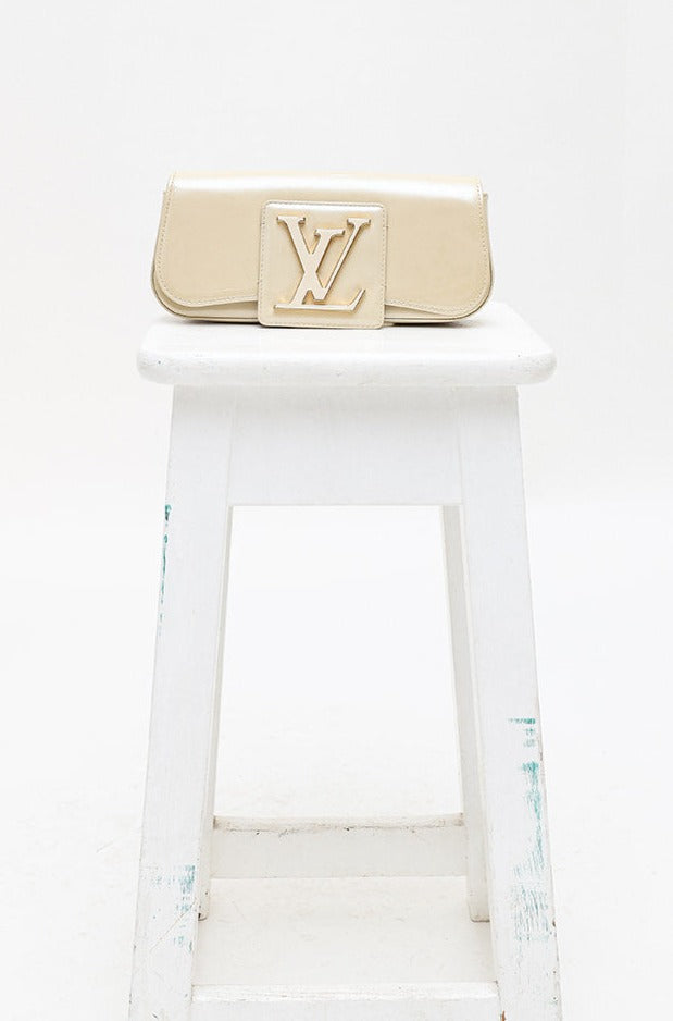 Louis Vuitton Sorbe Patent Ivory Clutch
