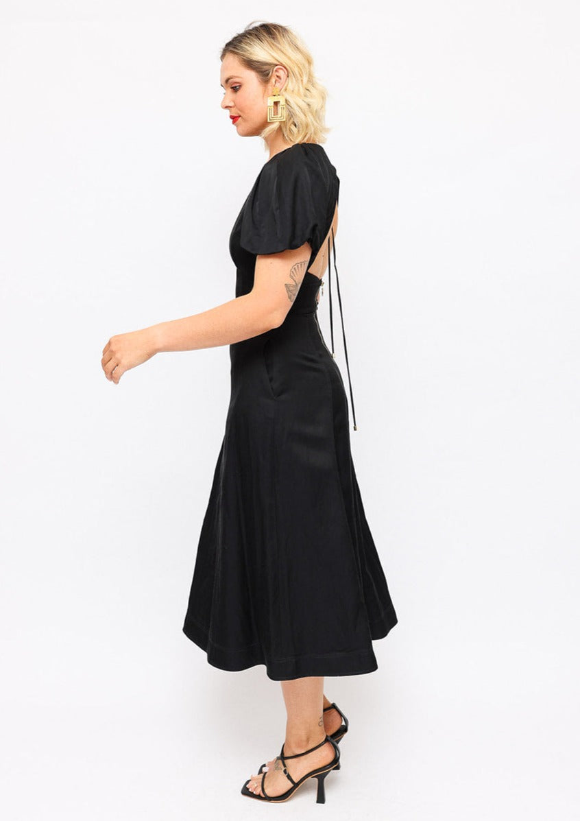 Rebecca Valance Black Cut Out Back Midi Dress