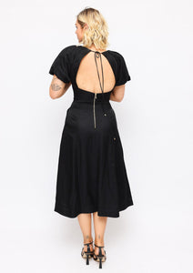 Rebecca Valance Black Cut Out Back Midi Dress