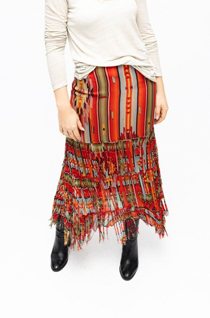 Vintage Multi Coloured Fringe Skirt