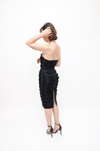 Zimmermann Black Strapless Fringed Dress