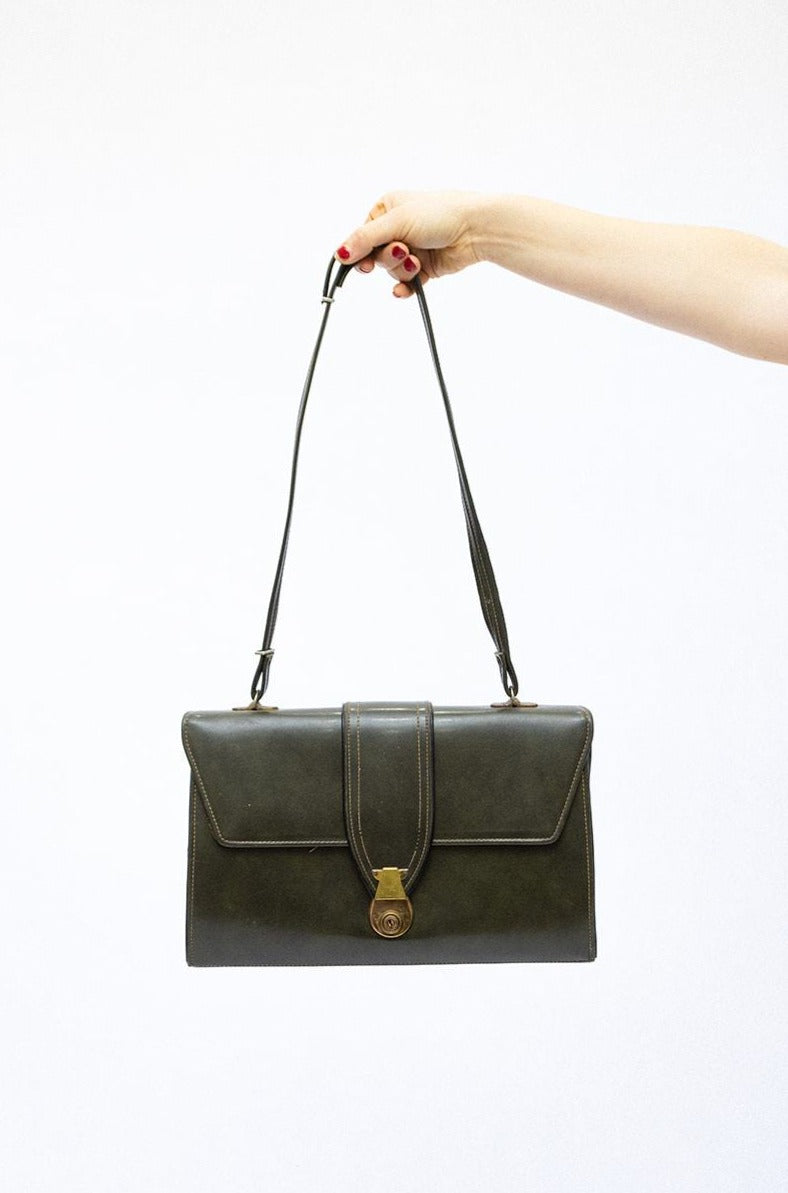 1950's Khaki Satchel Bag