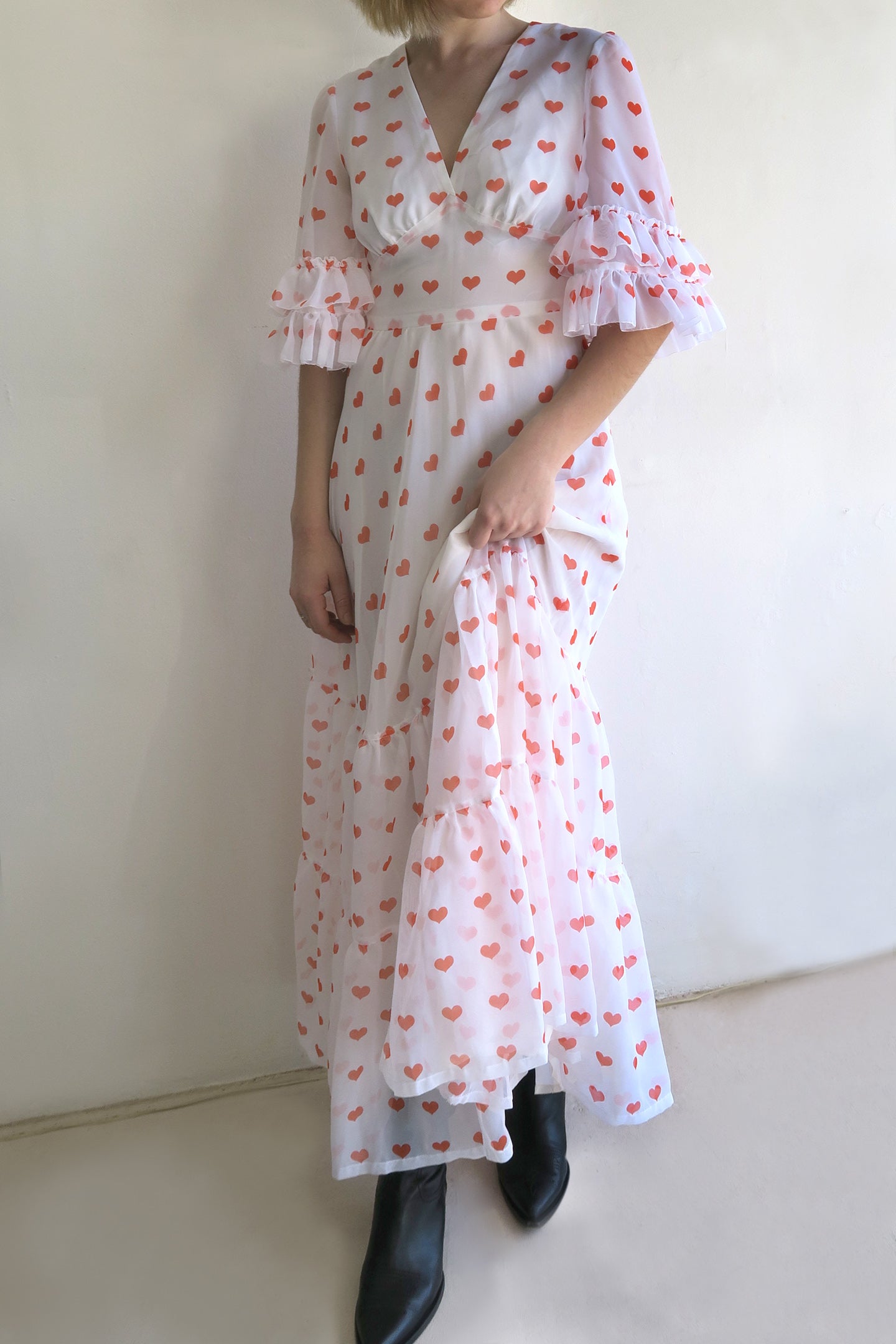 1970s Ruffle Maxi Dress