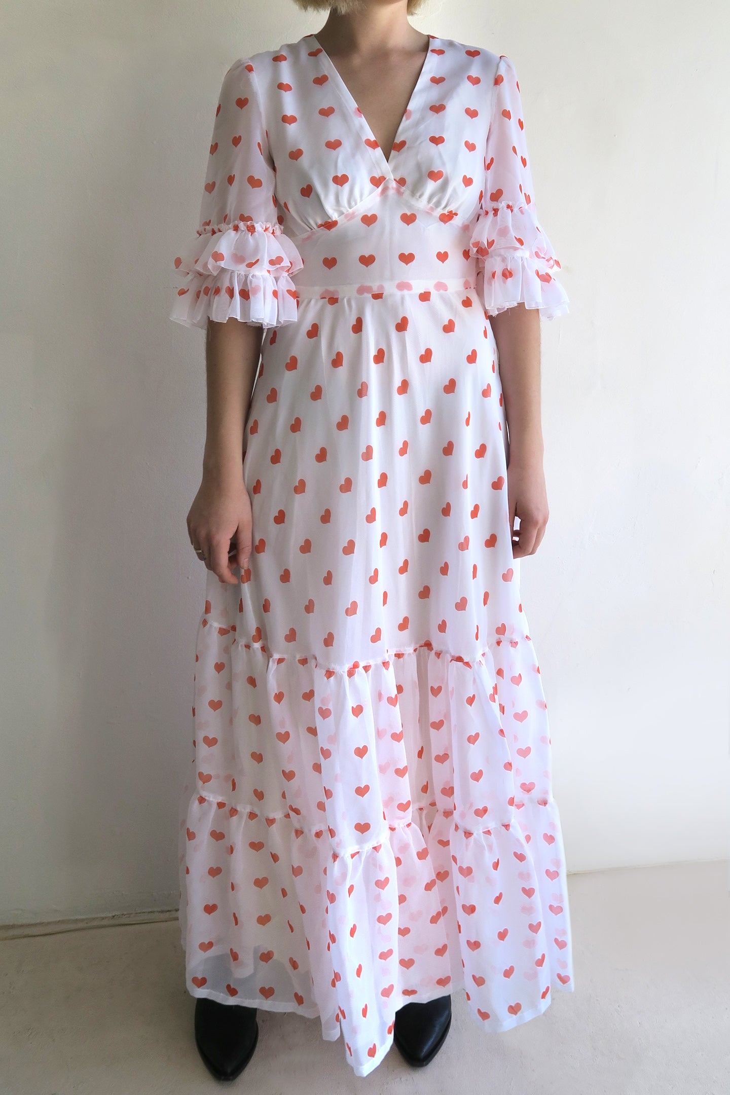 1970s Ruffle Maxi Dress