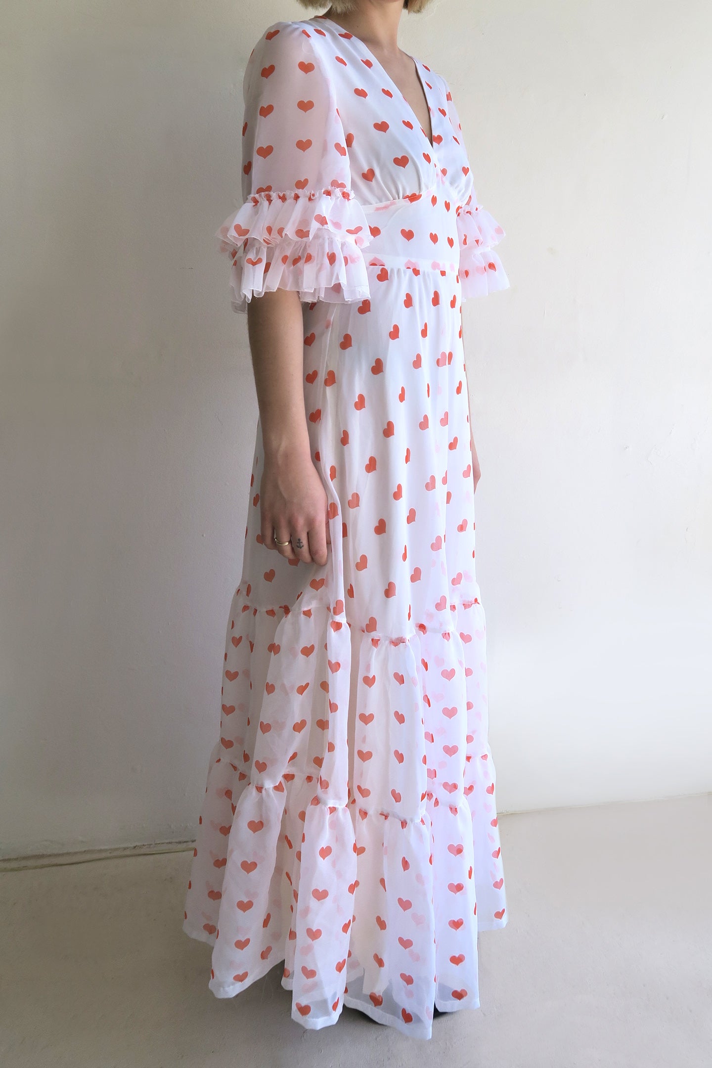 1970s Ruffle Maxi Dress