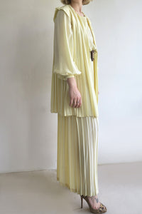 1980s Silk Pleated Maxi and Cape Set