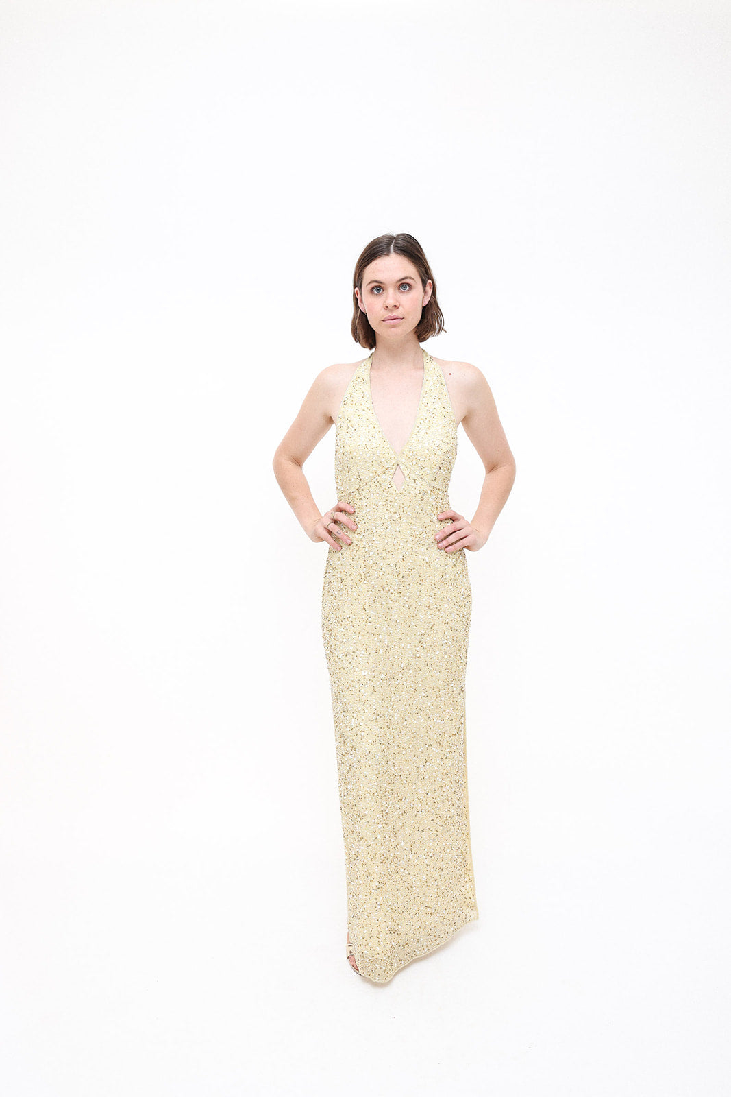 Lemon Vintage Beaded Gown