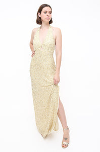 Lemon Vintage Beaded Gown