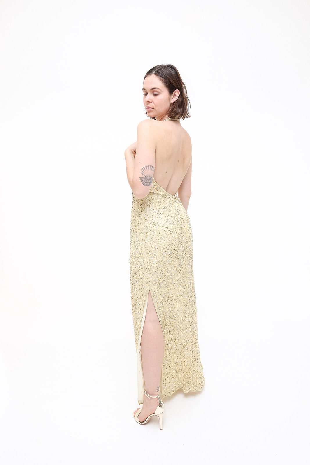 Lemon Vintage Beaded Gown